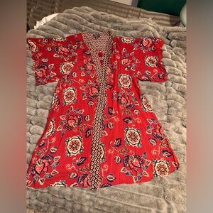Women’s Angie Red & Blue Floral Kimono shrug Cardigan size small